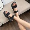 Fashion Women Summer Sports Sandals Thick-soled Increased Plaid Roman Shoes With  Casual RoundToe Comfortable Felmale Flat Sandals