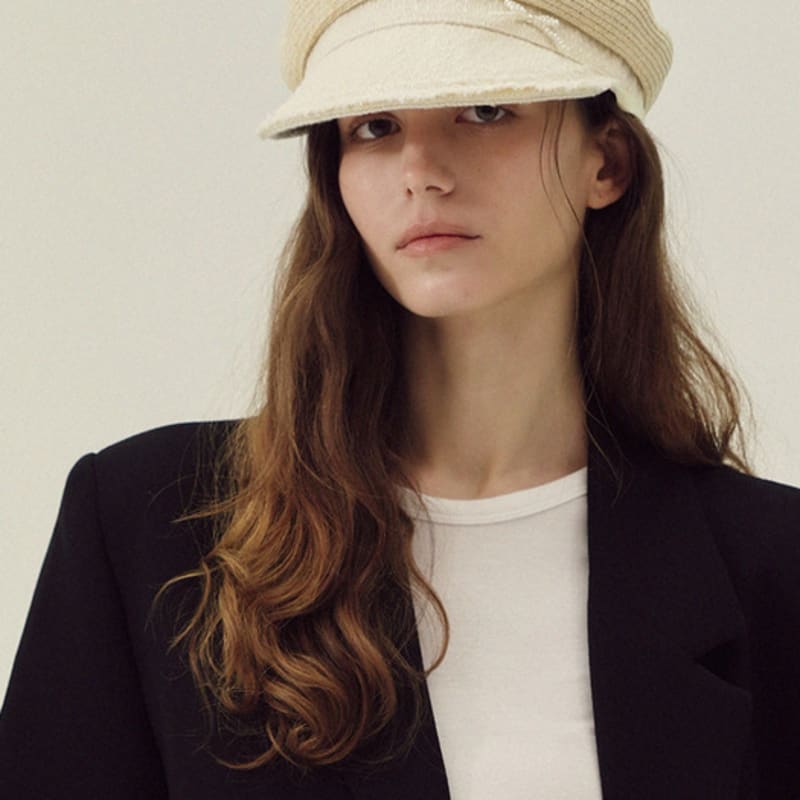 Marchen Pearl ribbon sailor cap_2color