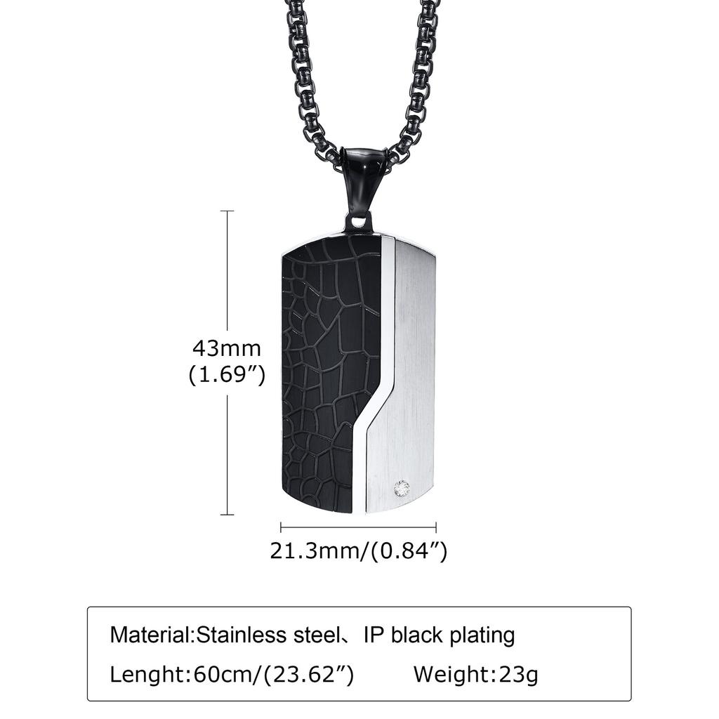 Necklace For Men Stainless Steel Zircon Inlay Geometric Pendant Black Necklace Metal No Fade Anti Rust Fashion Design Jewelry