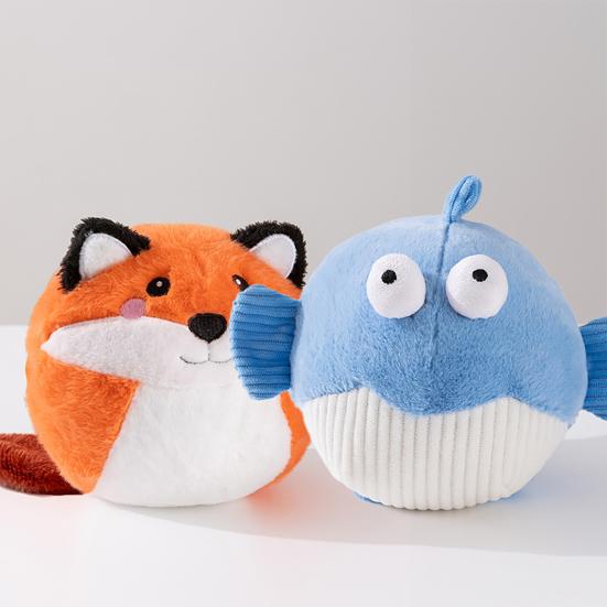 Pet Toy Cartoon Chick Dolphin Fox Design Singing Pet Toy Interactive Singing Dancing Modes Irregular Jumping Plush Ball