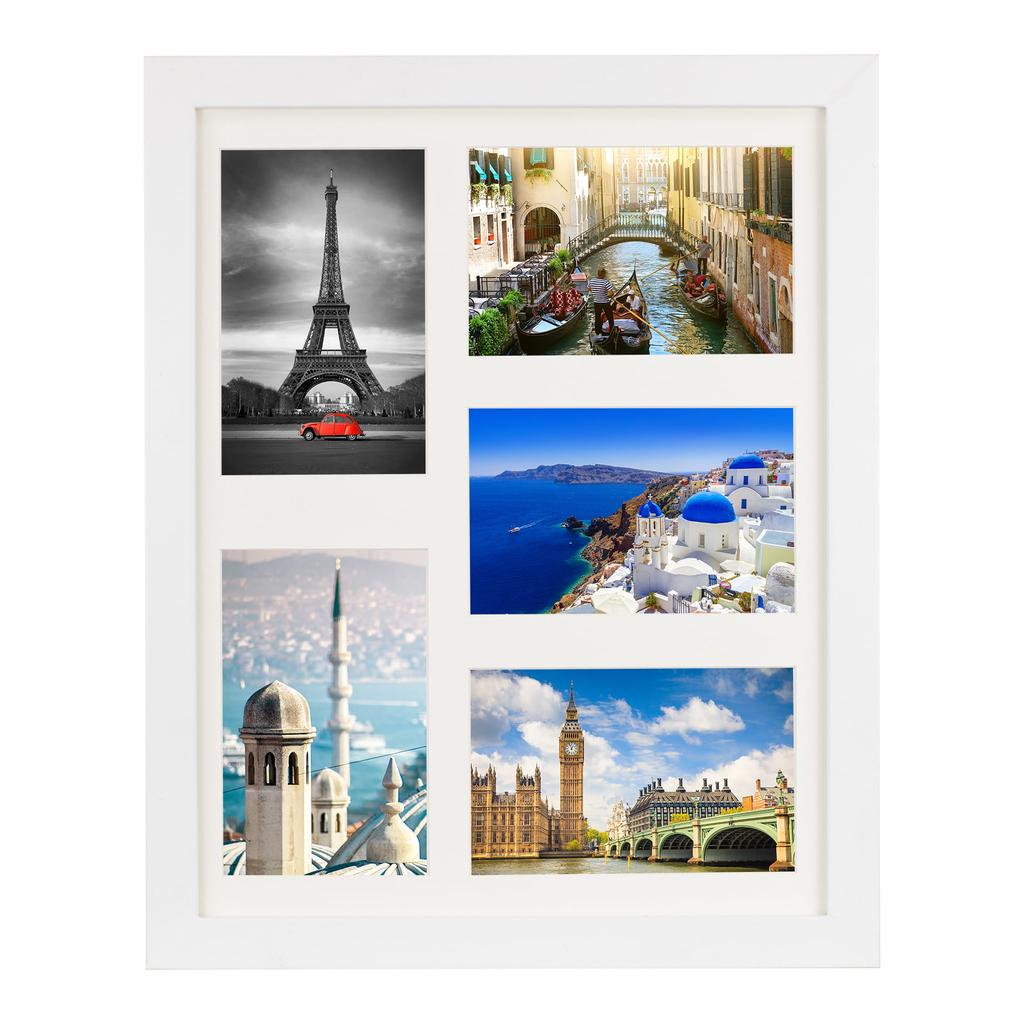 Set of 2 Pcs. Photo Frame, Wall Mount Multi-Frame Gallery Collage 28X35 Cm. For 5 Photos 10x15 Cm. White