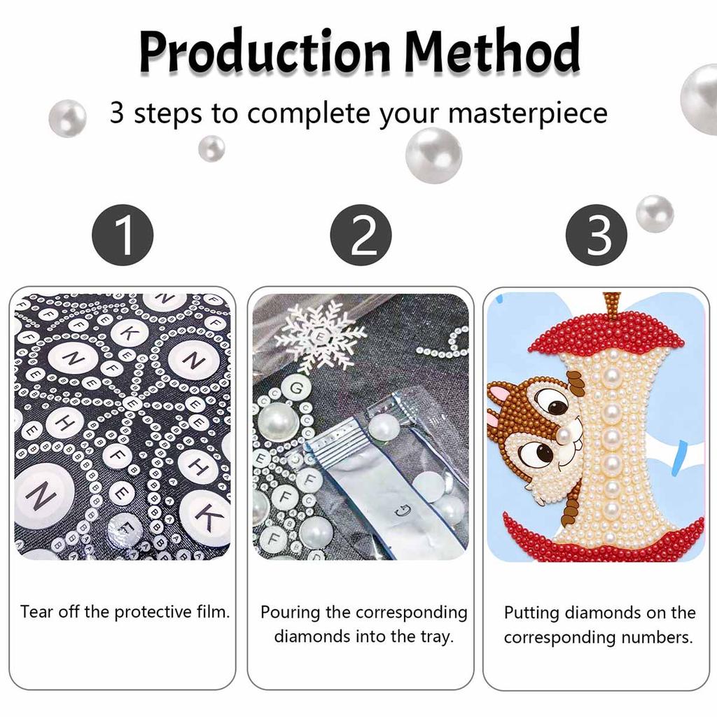 Disney 5D DIY Pearl Painting Kit, Chipmunk Apple Home Bedroom Wall Decor Crafts Handmade Gift for Christmas