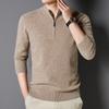 Yiliteng Men's Stand Collar Wool Cashmere Blend Pullover Sweater