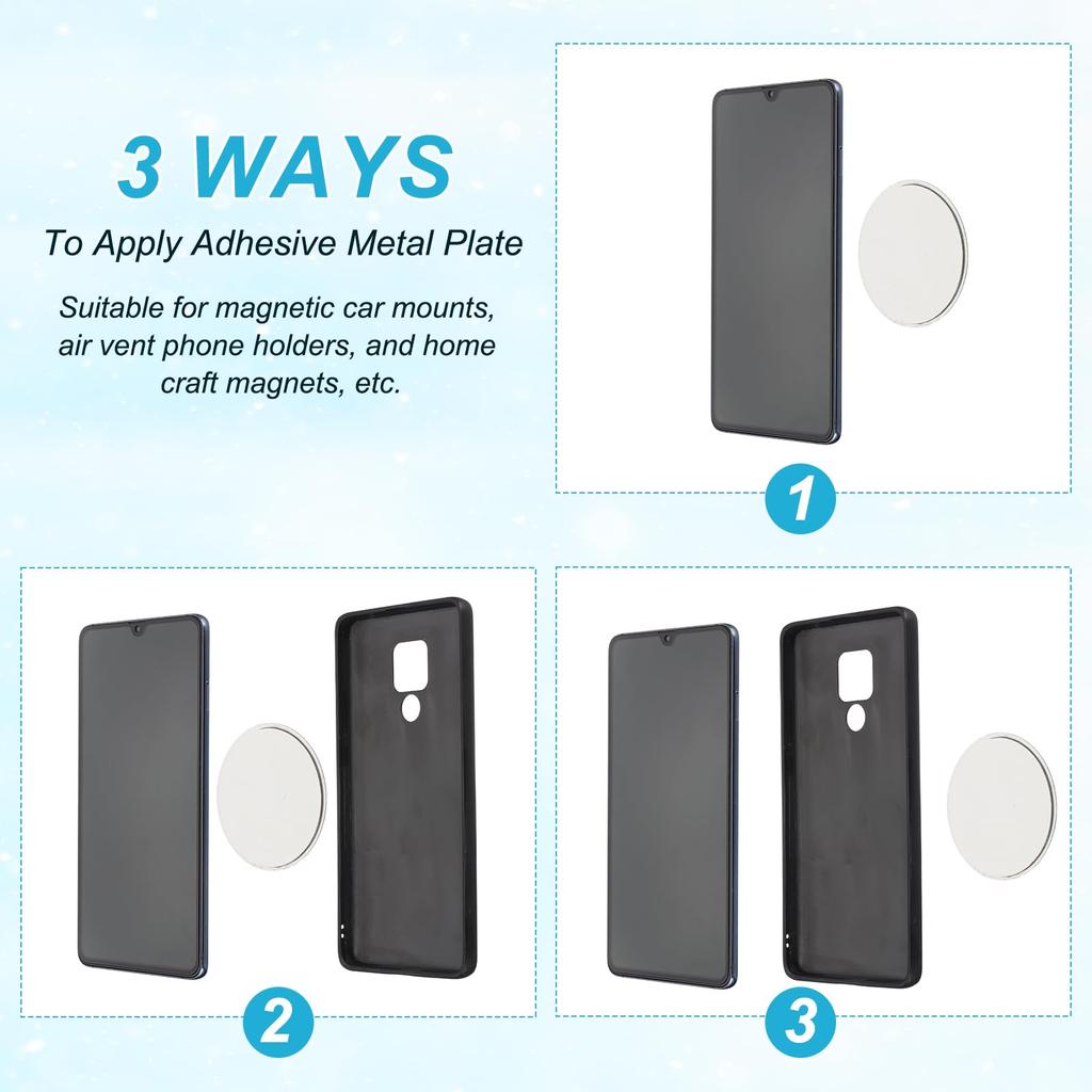 PATIKIL 36 Steel Plates, 1.4 Inches (35 Mm), Round, Strong Double-Sided Tape, Magnetic Adsorption,