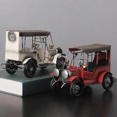 Arte em ferro vintage modelo de carro antigo artesanato enfeite de mesa coleção de brinquedos para crianças presente