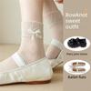 Ladies Spring and Summer Bow Lace Mesh Glass Wire Hollow Shank Pile Pile Socks