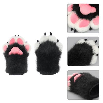 Rukavice Furry Paw Roztomilé psí tlapky Cosplay Umělá kožešina Plyšové Vlčí Medvědí Zvířecí Tlapky Palčáky pro Dívky Ženy Kostýmová Párty