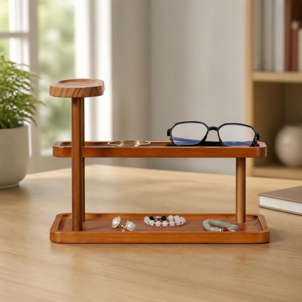 Wooden Tabletop Organizer 3 Tier Perfume Display Shelf Space-Saving for Bedroom