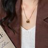 Maillard Tiger Eye Bead Round Pendant Necklace - Retro Casual Style Sweater Chain, Simple and Versatile.