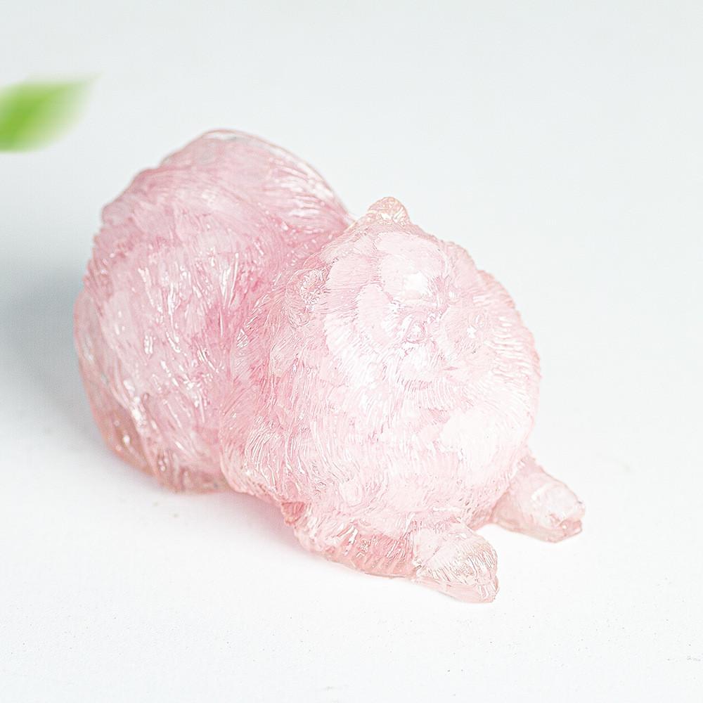 Resin Filled Water Crystal Dog Ornament With Semiprecious Stones For Office Decor And Collectors