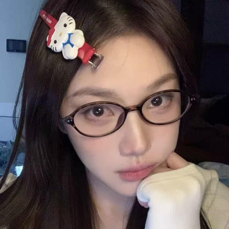 New Japanese small oval myopia glasses frame trendy girl literary femininity flat mirror holder can be matched with degree myopia