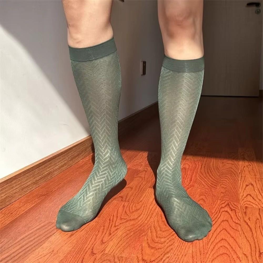 Modische Ultra-Dünne Herren Business Socken Transparent Unter dem Knie Kleidersocken Eis Seide Socken Nylon Atmungsaktiv Unter dem Knie Socken Sommer