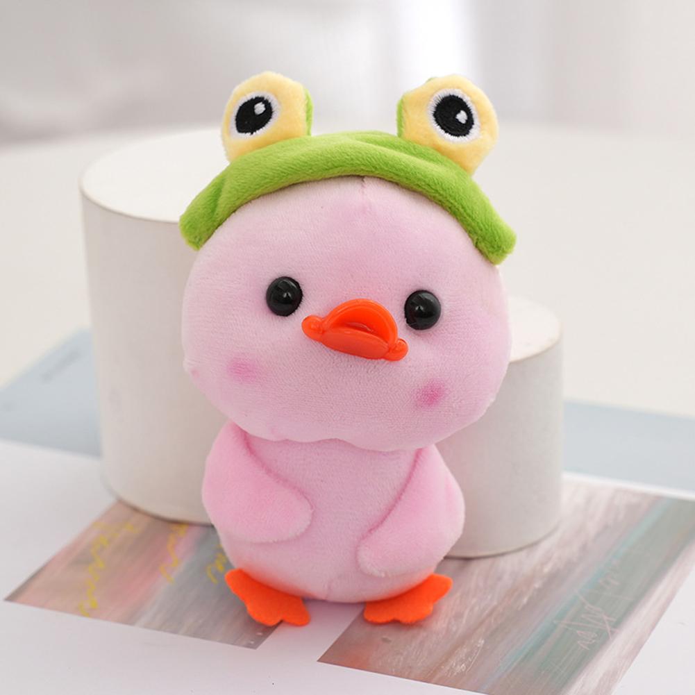 12cm Cute Little Doll Plush Toy with Hat Duck Rabbit Frog Pendants Gifts