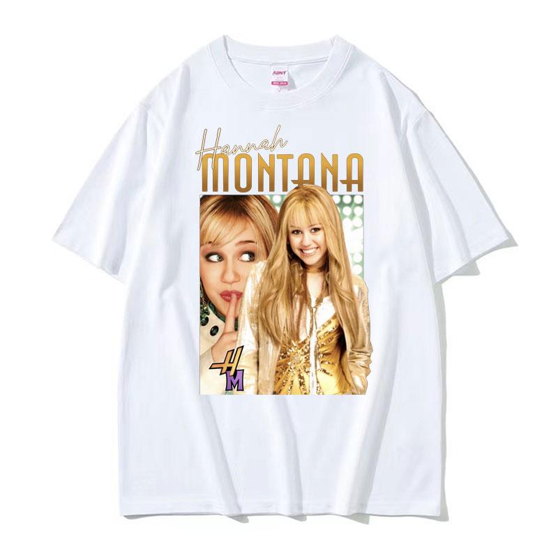 

Hannah Montana Retro 90s T Shirt Miley Cyrus Rap Hip Hop Punk Style Tee Shirt Unisex Womens Summer High Quality Tshirt Streetwear S