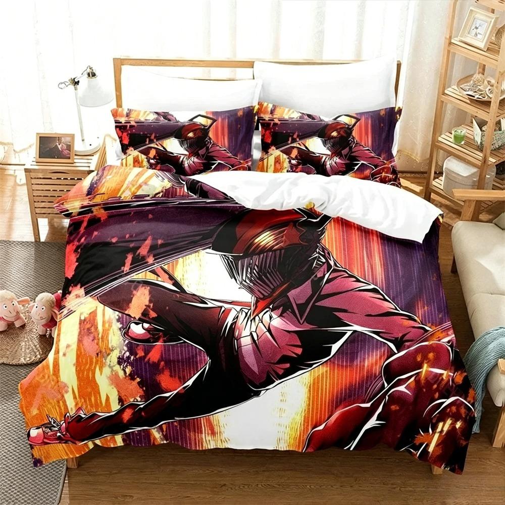 3D Print Chainsaw Man Bedding Set Anime Cartoon Twin Bedding Set Double 2/3 Piece Bed Duvet Cover Double King Cover Home Textile
