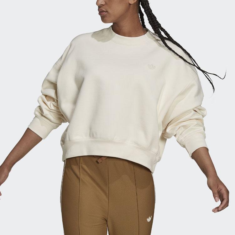 Adidas Originals Trefoil Sports Pullover Short Sleeve Round Neck Sweatshirt Women sweatshirt Pink White H22827