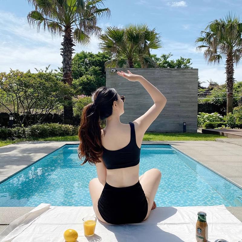 Korean Style 2024 Sexy Two-Piece Swimsuit with High Waist & Tummy Control