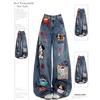 Retro Cartoon Floing Embroidery Jeans Women Waed Loose Wide Leg Pants Casual Loose Fit