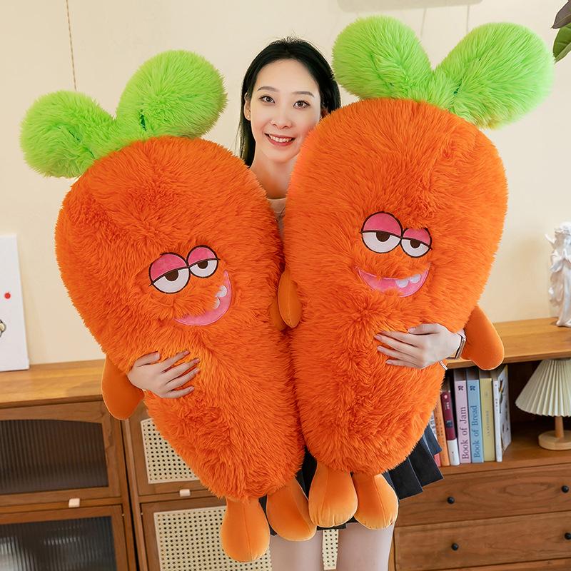 Long-Haired Carrot Throw Pillow Creative Funny Plush Toy Bed Throw Pillow Doll Birthday Gift Female