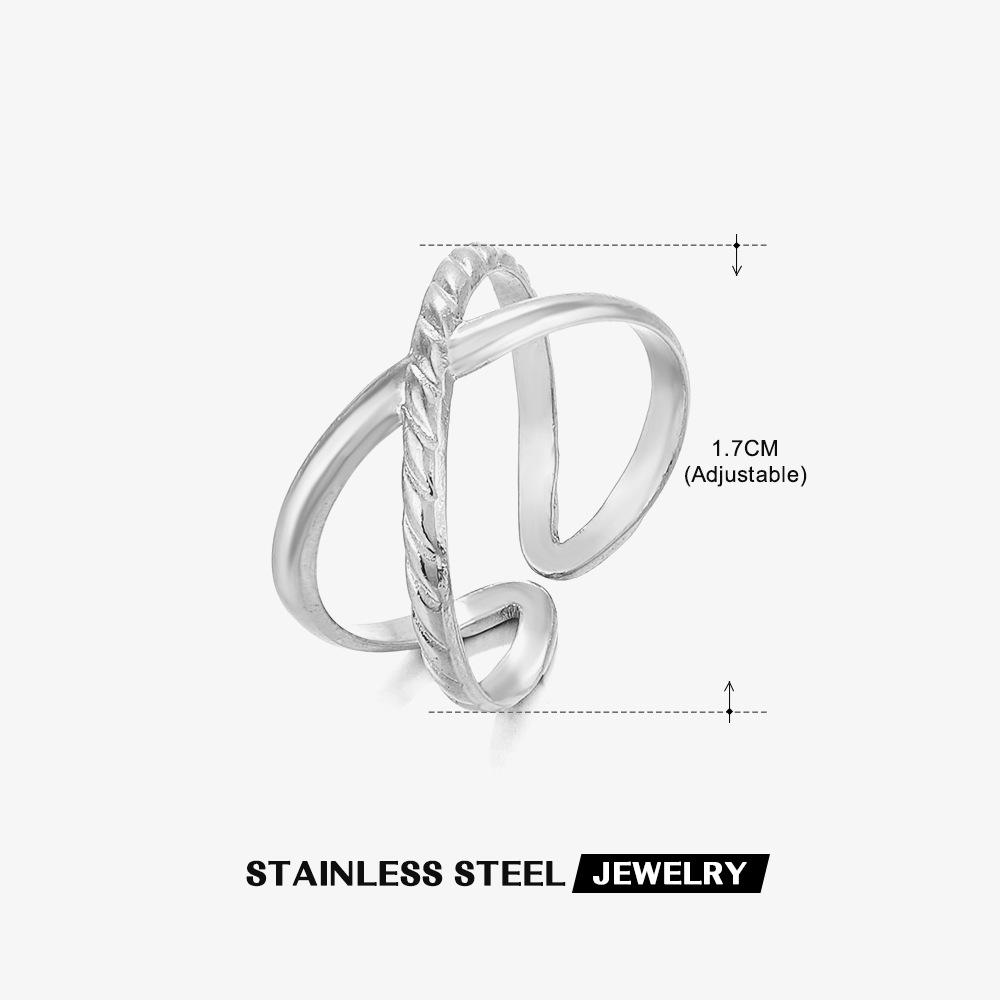 Stainless Steel Geometric Heart Leaves Ring For Women Personality Trendy Open Finger Ring Jewelry All Match
