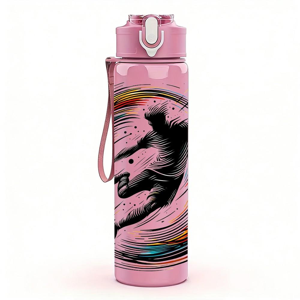 1PC Abstract Dancer Ink Wash Movement Art 750ml Color Plastic Sports Water Bottle Leakproof Flip Straw Lid Suitable for Sports Office Home Use