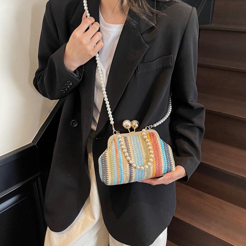 Summer Woven Straw Tote Bag Casual Beach Vacation Women Shoulder Bags Large Capacity Female Handbag KTB