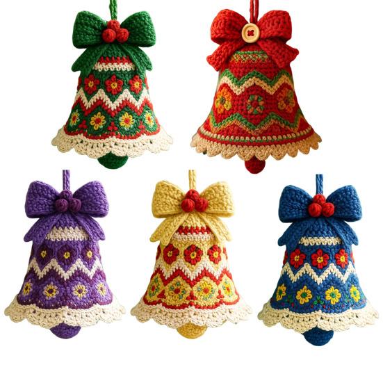 Handmade Christmas Bell Ornament DIY Knitted Santa Claus Bell Crochet