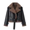 Za Autumn and Winter New Arrivals Women's Clothing Zr European and American Style Fashionable Versatile Lapel Short Leather and Fur Integrated Jacket