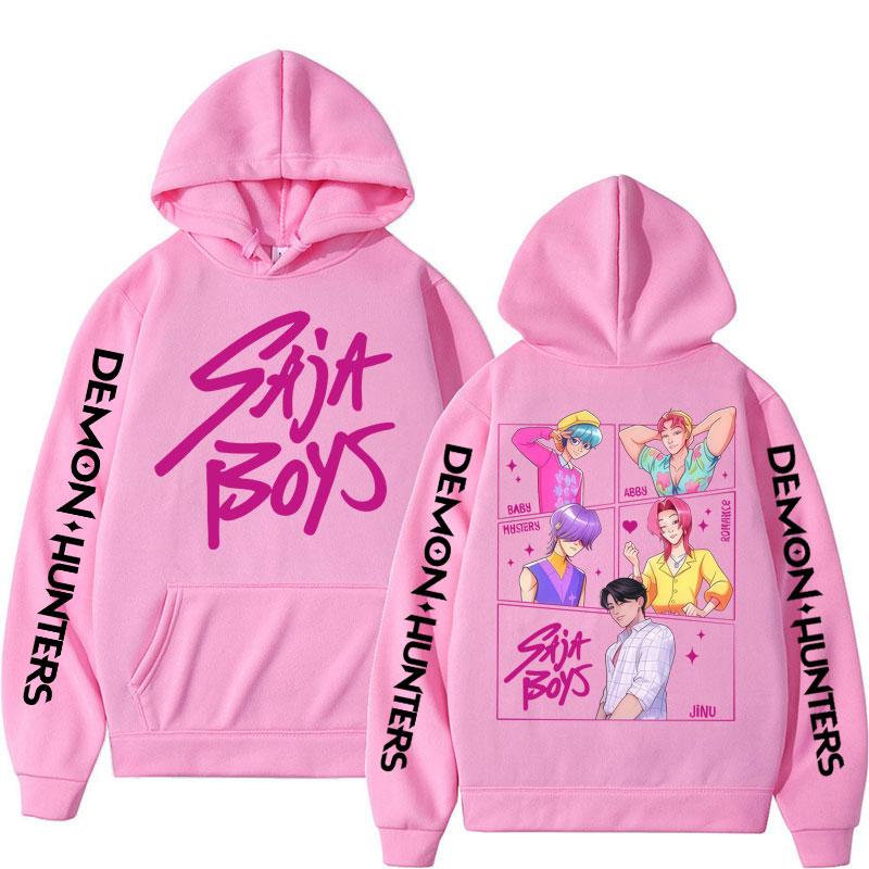 Anime KPop Lovci démonů Saja Chlapecké mikiny Pánské Dámské Trendy Harajuku Mikina Dlouhý rukáv Volná Fleecová Ležérní Streetové oblečení