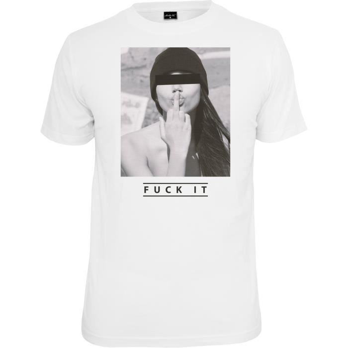 T-shirt - Mister Tee - FUCK IT - Blanc - Ajusté - Manches courtes