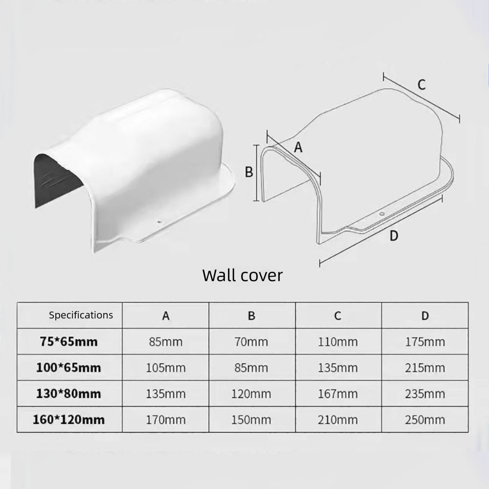 75*65mm Air Cond Lineset Cover System PVC Easy To Install Coupling End Cap Cover White Weather Resistance Wall Cap