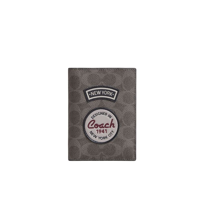 

Coach Monogram Patch Artificial Leather Card Holder Men Accessories Gray Copper CCF34-QBGRM Gray Copper