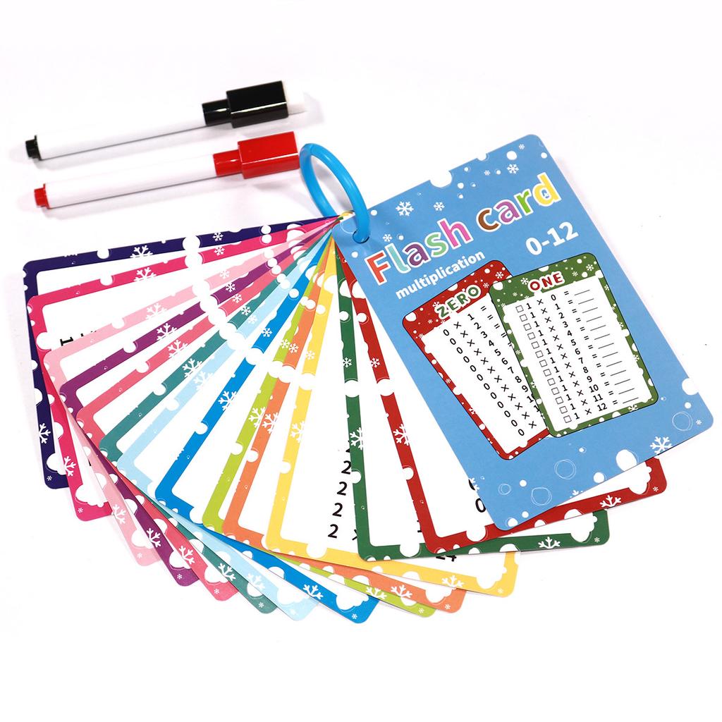 Multiplication Flash Cards, Early Education Math Cards, 14 Pcs Reusable Writable Educational Learning Cards