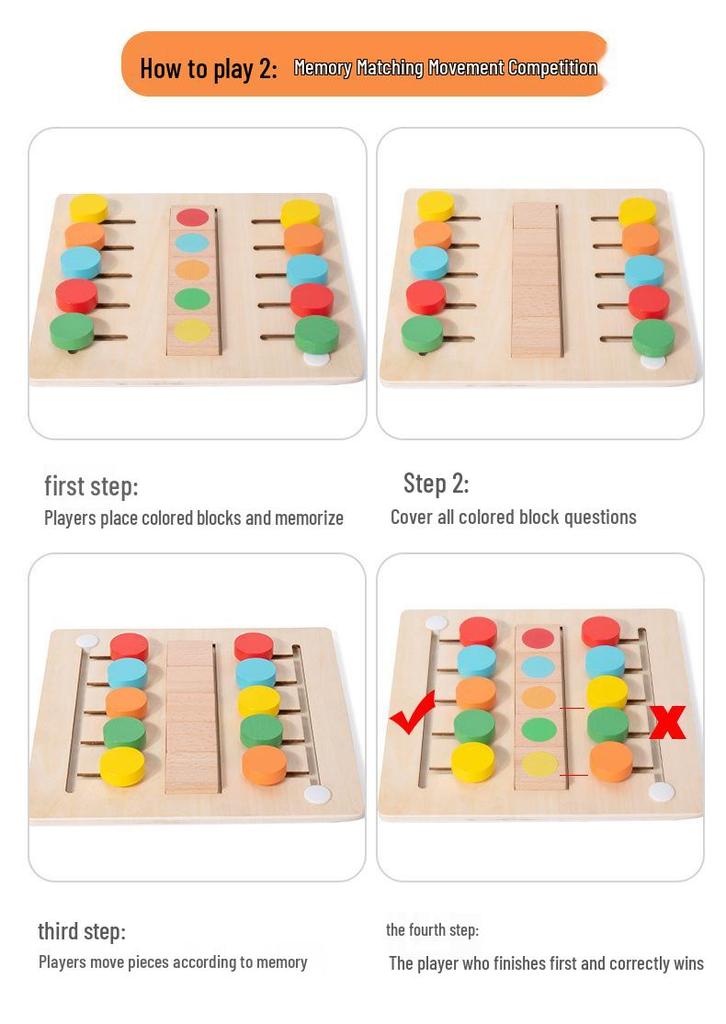 Wooden Color Matching & Sorting Board Game for Two Players - Parent-Child Interactive Educational Toy