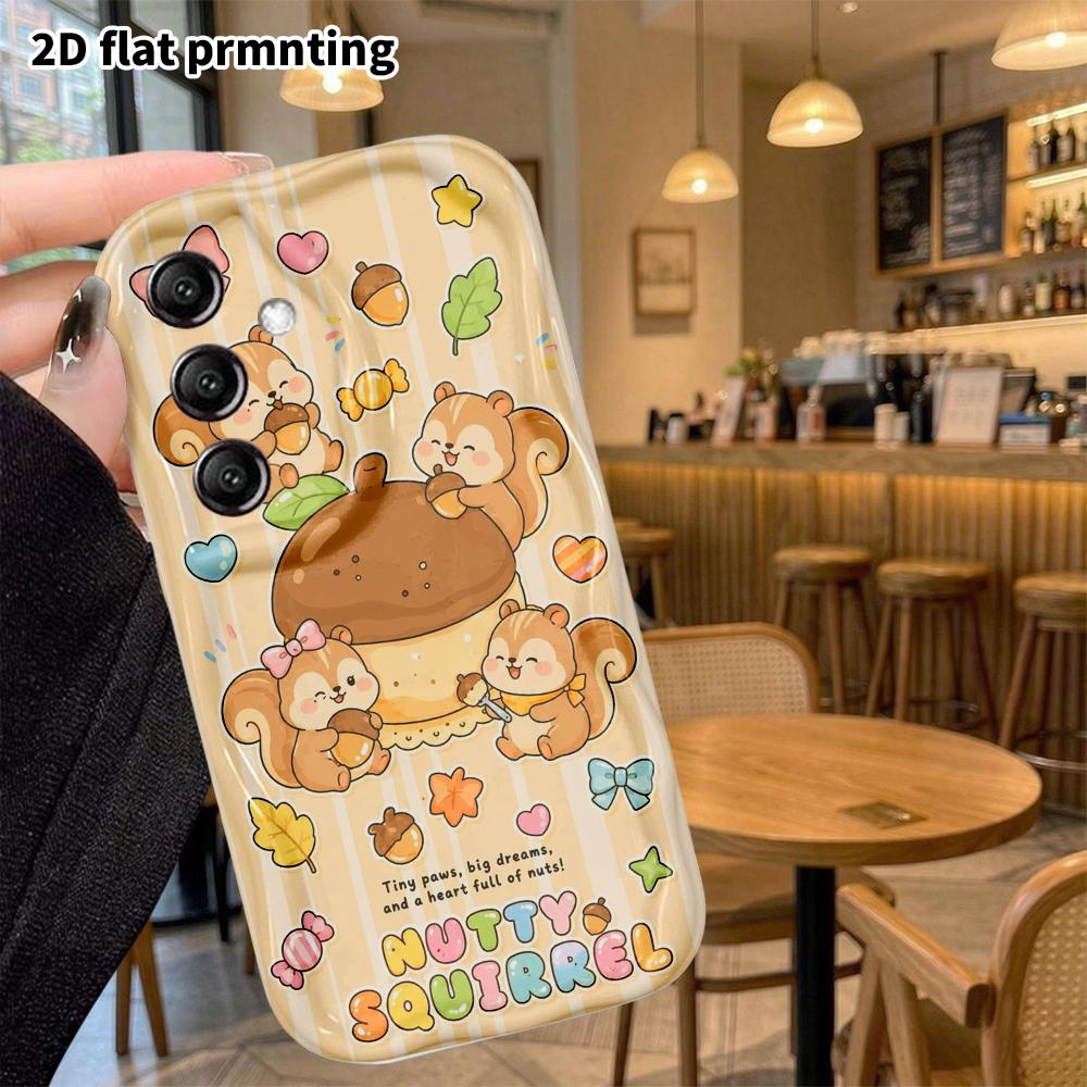 Phone Case: 2D flat Samsung Galaxy A34 A35 M05 M06 S20 S22 S21 FE Plus 5G protective case, Nutty Squirrel, perfect Christmas and Halloween holiday gif