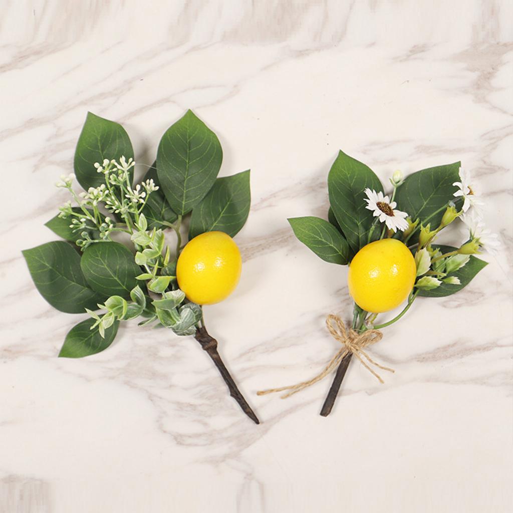 Umělá citronová větvička, všestranná, zářivě žlutá, stonek citronové větvičky pro svatební, večírek, domácí dekorace