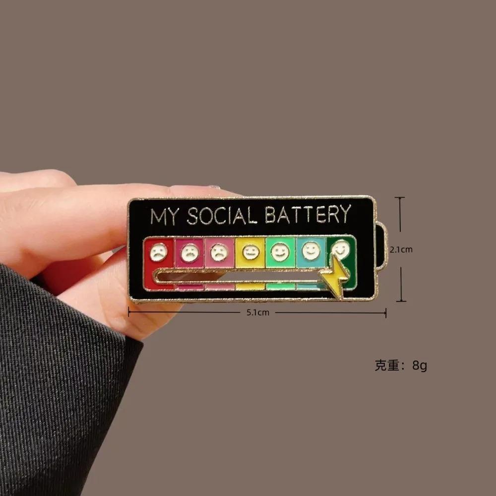New Cartoon Mood Conversion Energy Brooches for Woman Man My Social Battery Enamel Badge Kids Adult Birthday Funny Gifts 2026