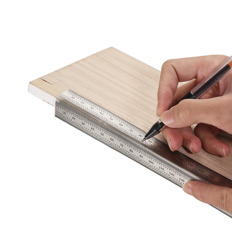 High Precision T Type Woodworking Scribing Ruler Stainless Steel Hole Line Gauge Portable for Outdoor Woodworking Jobs