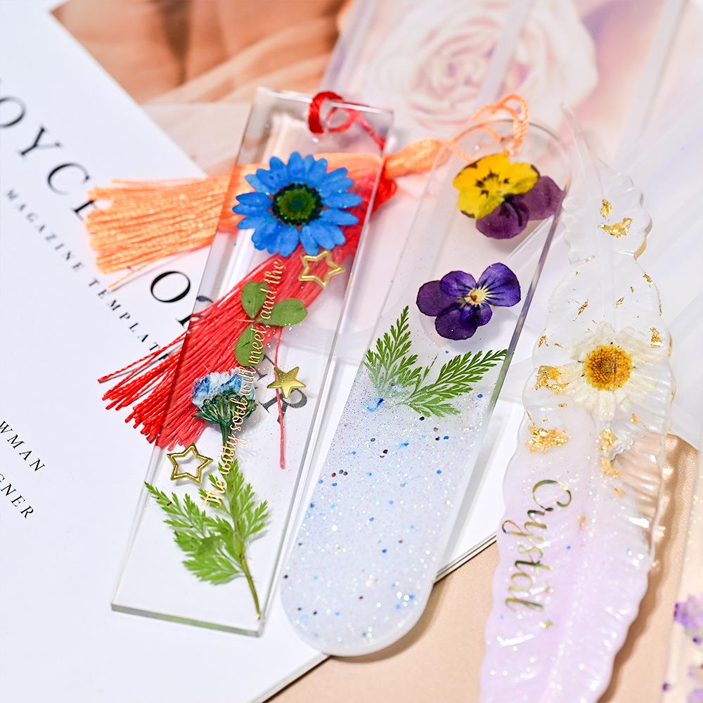 DIY Kristall Epoxi Bokmärke & Hänge Formset: Runda, Rektangulära, Smala Hängsmyckes Silikonformar