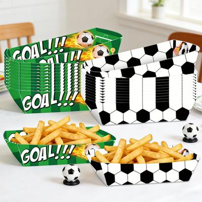 12Pcs Paper Snack Box for French Fries Fried Chicken Popcorn Snacks, Football Theme Foldable Food Containers
