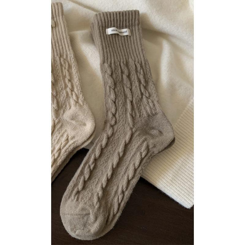 Women's Autumn and Winter Style Thick Plush Warm Twist Cloth Standard Wool Sleep Long Pile Socks