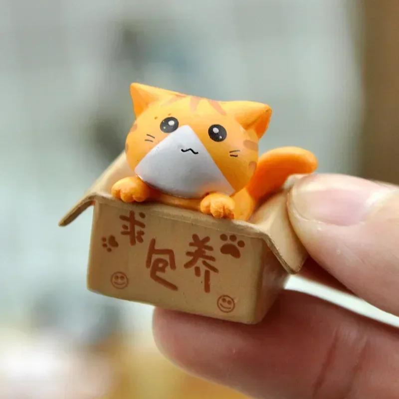 4pcs Mini Cat Ornament Garden Kitten Statue Gift For Kids Children Baby Room Cute Kawaii Toy Miniature Figurines Home Decoration