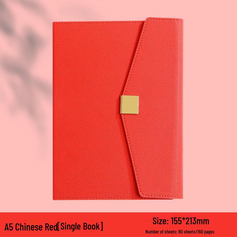 Custom Faux Leather Three-Fold Notebook Gift Set with Buckled Recording Book for Business Meetings A5