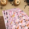 Hoja de Papel de Regalo Decorativo Temático de Halloween de 50x70cm con Patrones de Calabaza Murciélago Calavera Telaraña Hueso para Suministros de Fiesta y Embalaje