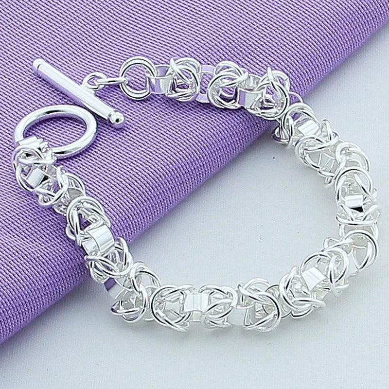 Ladies Bracelet Jewelry Handmade Circle Creativity Design Chain Link OT Buckle Bracelet Silver Color for Men Women