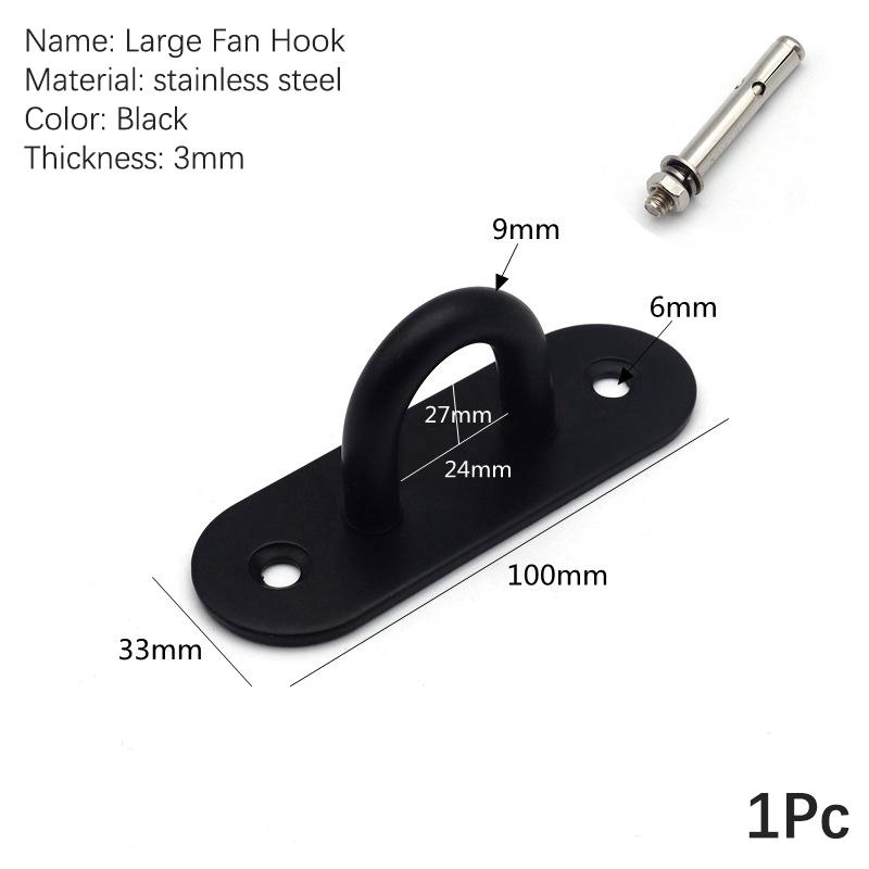 4Pcs Black Stainless Steel Top Hook Wall Bag Ceiling Fan Lamp Roof Fan U-Shaped Hooks
