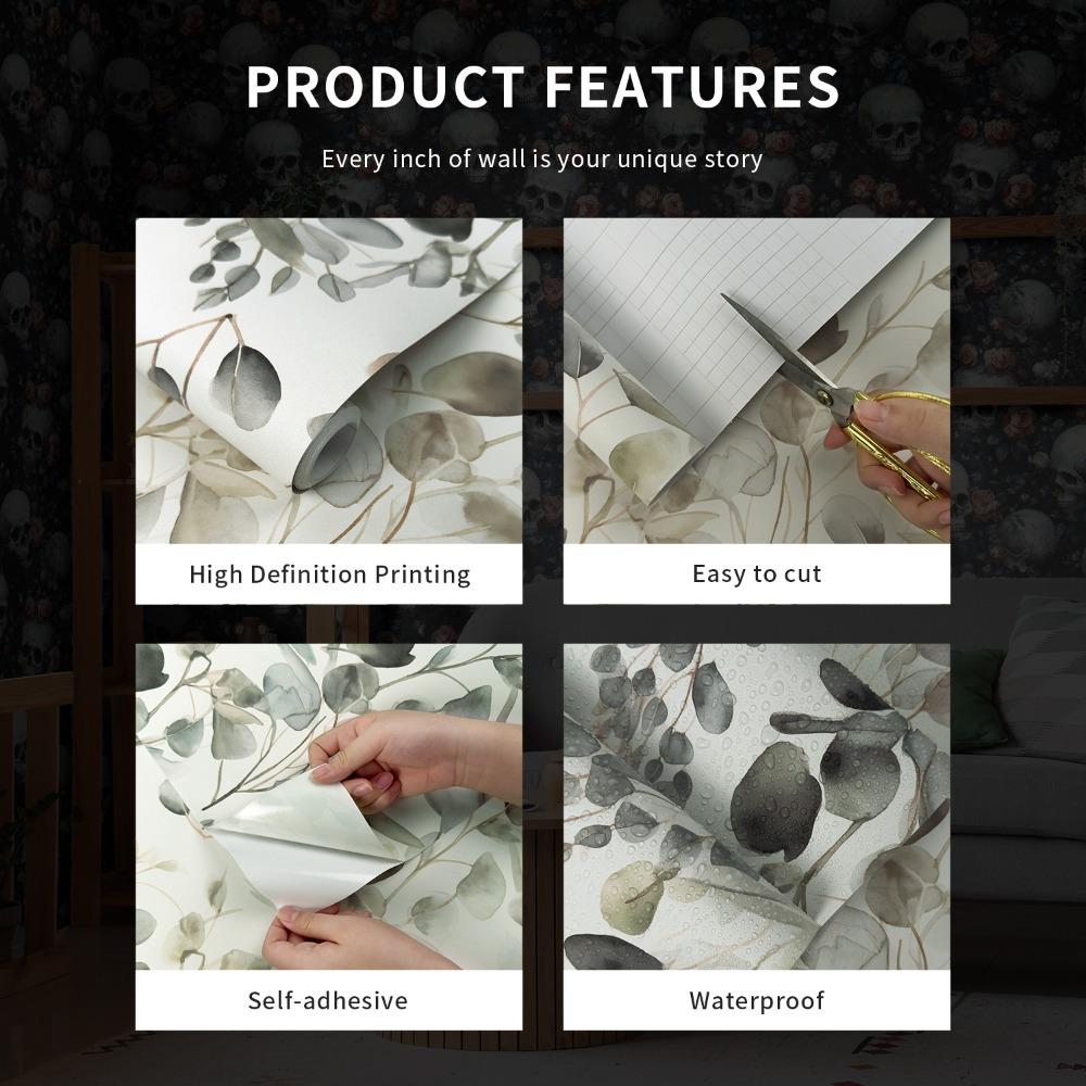 1roll Flower Waterproof Wallpaper Self-adhesive Peel and Stick Contact Light Color Wall Sticker Resistant Oil-proof Vintage Wall Paper