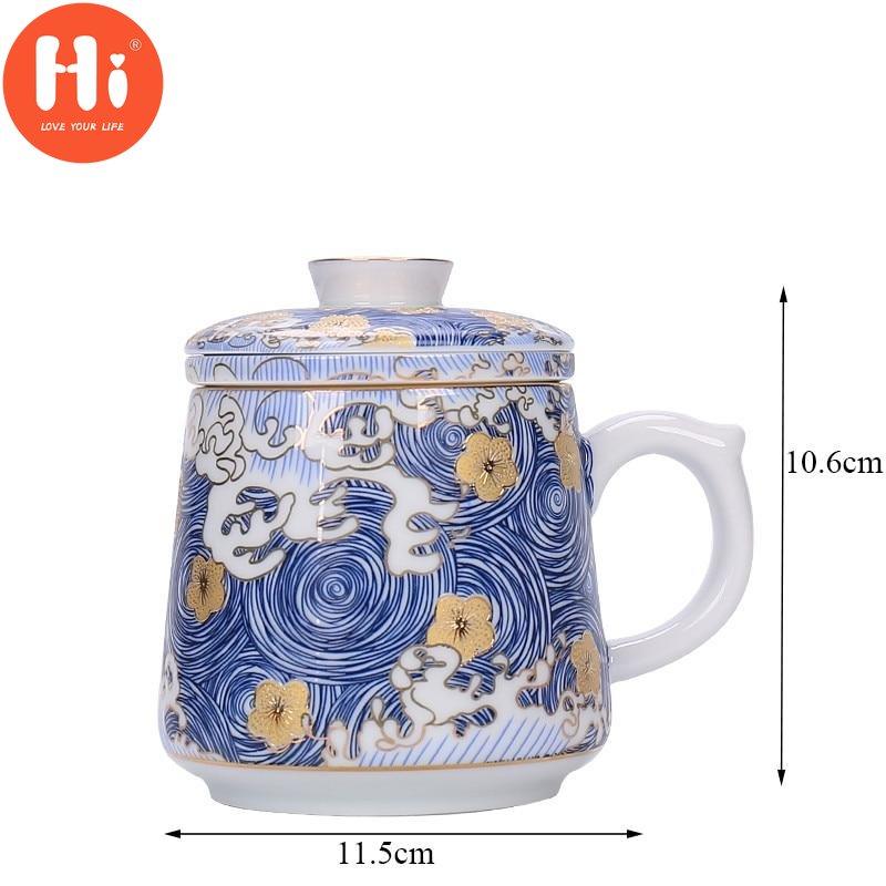 Hi kreativní smaltované barevné hrnky na kávu ručně vyráběné keramické šálky na čaj z porcelánu s vysoce kvalitním čajovým šálkem s víkem a filtrem pro čajový obřad