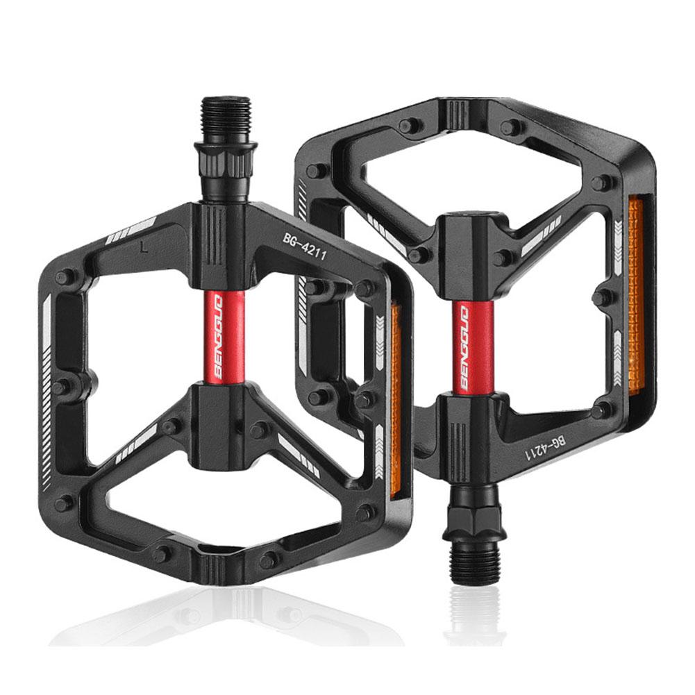 Doppel-DU-Lager MTB Fahrradpedal mit Reflektor Ultraleichte Fahrradpedale Wasserdichte Fahrrad-Plattformpedale für Nachtfahrten