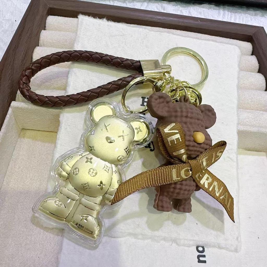 999 Fine Gold Bear Keychain Pendant: Mobile, Bag & Car Accessory